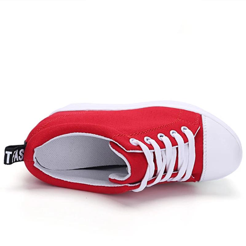 Fashion Wedges Canvas Shoes Woman Platform Vulcanized Shoes Hidden Heel Height Increasing Casual Shoes female chaussure femme