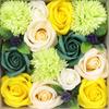 Soap Flowers Square Box, Yellow and Green