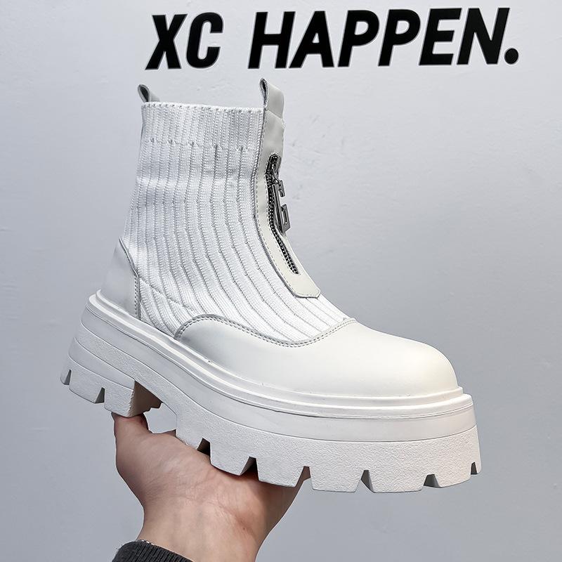 

Ботинки Мартин на высокой платформе в британском стиле, мужские, 2025, новые, коричневые ботинки, мужская обувь, короткие ботинки 8355-A 44 белый