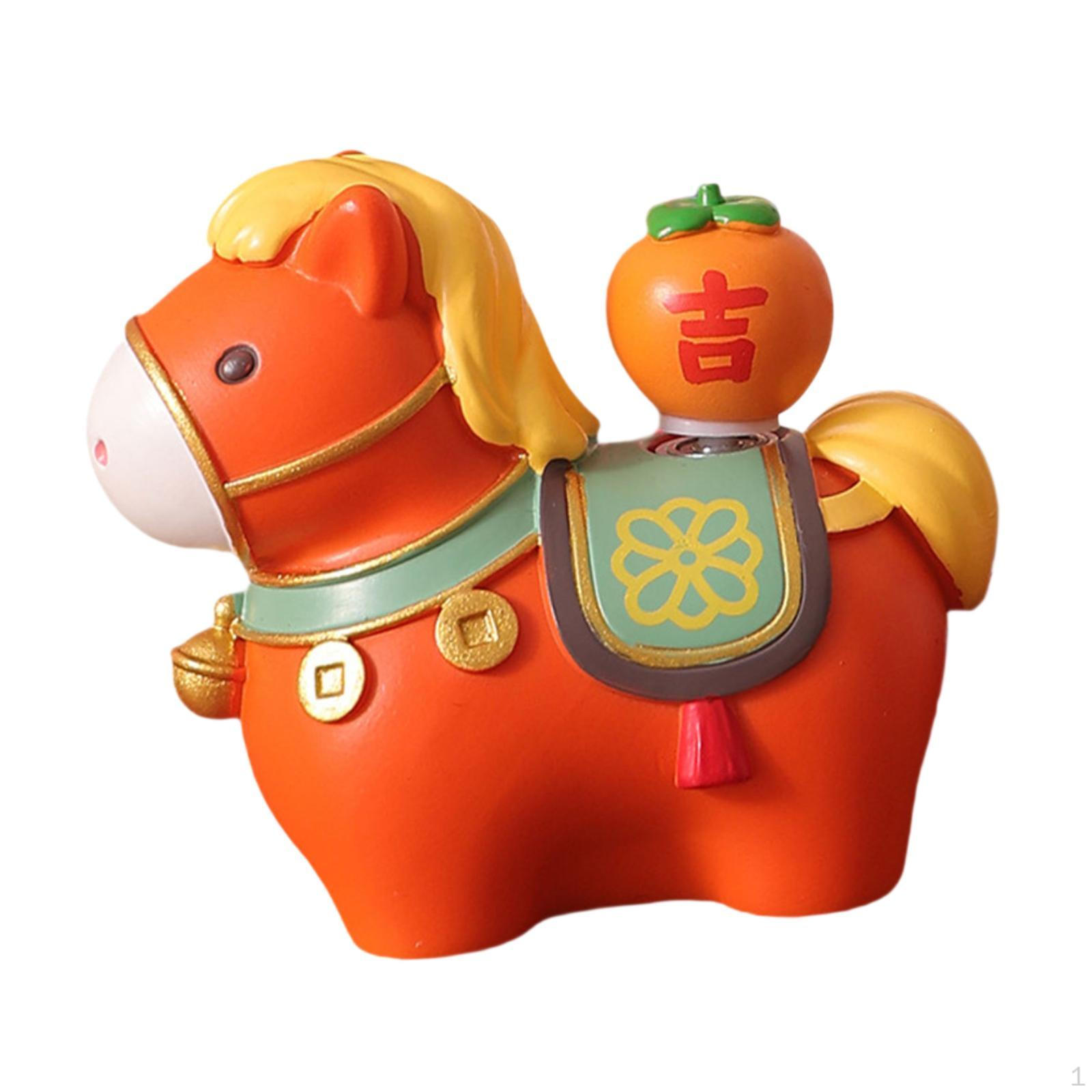 Collectible Decorative Horse Figurine, Birthday Gift, Modern Resin Statuette, Mini Figurine Orange
