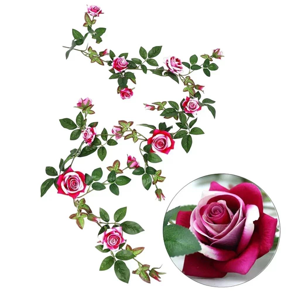 Beautiful Garland Artificial Rose Vine Creative Display Customizable Theme Easy Maintenance Non-watering Plant
