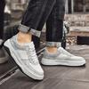 Platform couple board shoes first layer cowhide trend casual board shoes men's genuine leather black and white white shoes boys versatile