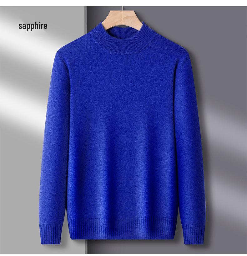 Men's Half-High Collar Thick Knit Sweater - Autumn/Winter Velvet Business Layer
