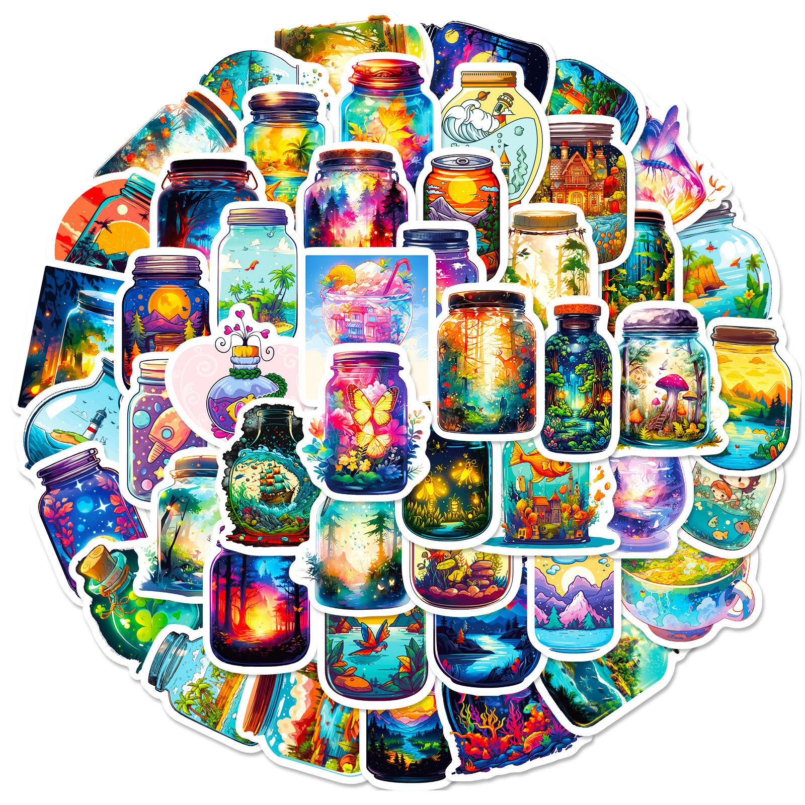 

50 Разноцветных Наклеек В Бутылке Shein World В Бутылке Милые Креативные Наклейки