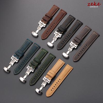 Pasek do zegarka z prawdziwej skóry cielęcej 20mm 22mm 24mm Bransoleta z zapięciem motylkowym do zegarka biznesowego Omega Pasek do zegarka Seiko Brązowe paski