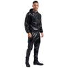 Unisex PVC Sauna oblek Dlouhý rukáv Zip S kapucí Stahovací šňůrka Bunda Vrchní díly Kalhoty Cvičení Trénink
