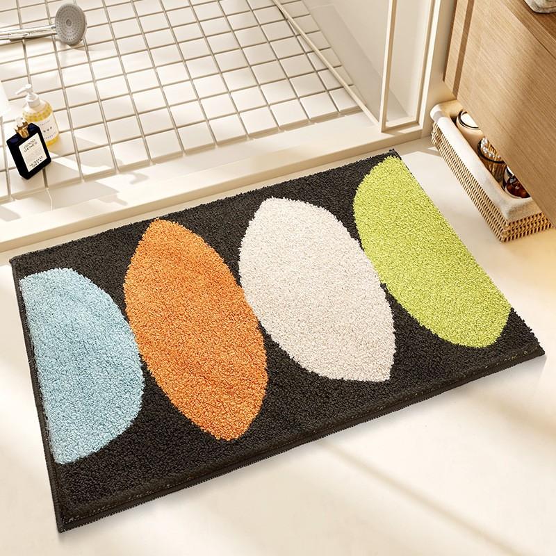 Plush Bathroom Rug Non-Slip Absorbent Floor Mat Toilet Entrance Quick Dry Cartoon Style