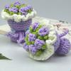 Crochet Rose Flower Bouquet Decoration Handmade Knitting Floral Ornament Finished Hand Woven Flower Table