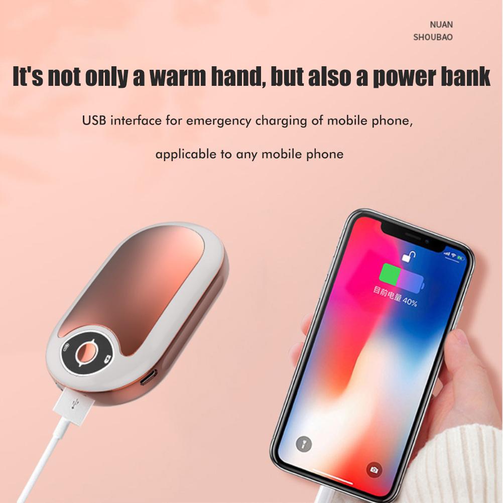 2 v 1 Ohřívač rukou USB dobíjecí Ohřívač rukou Powerbanka 3 úrovně Nastavitelná teplota Elektrický hřejivý poklad