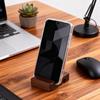 Walnut Wood Desktop Phone Stand - Portable Double-Groove Holder for Watching Videos