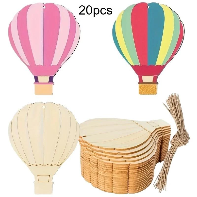 20pcs Wooden Balloon Shaped Hanging Decorations Cutout Painting Graffiti Wedding Birthday Versatile Hanging Decor DIY Crafts