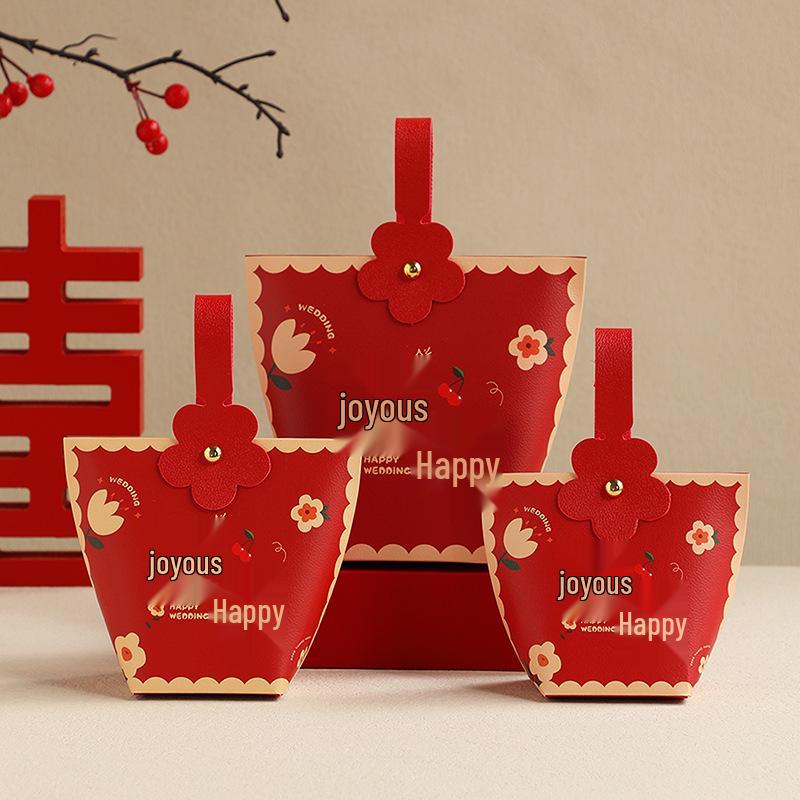 Wedding Candy Gift Box with Handle - Small Paper Favor Bag