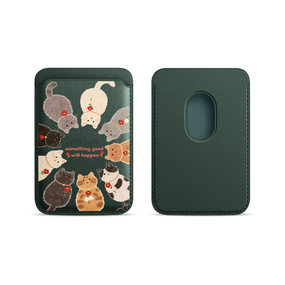 

Lucky Fashion Leather Card Wallet Cover Phone Card Holder Magnetic Case Suitable For All iPhone For Magsafe Card Phone Back Bag