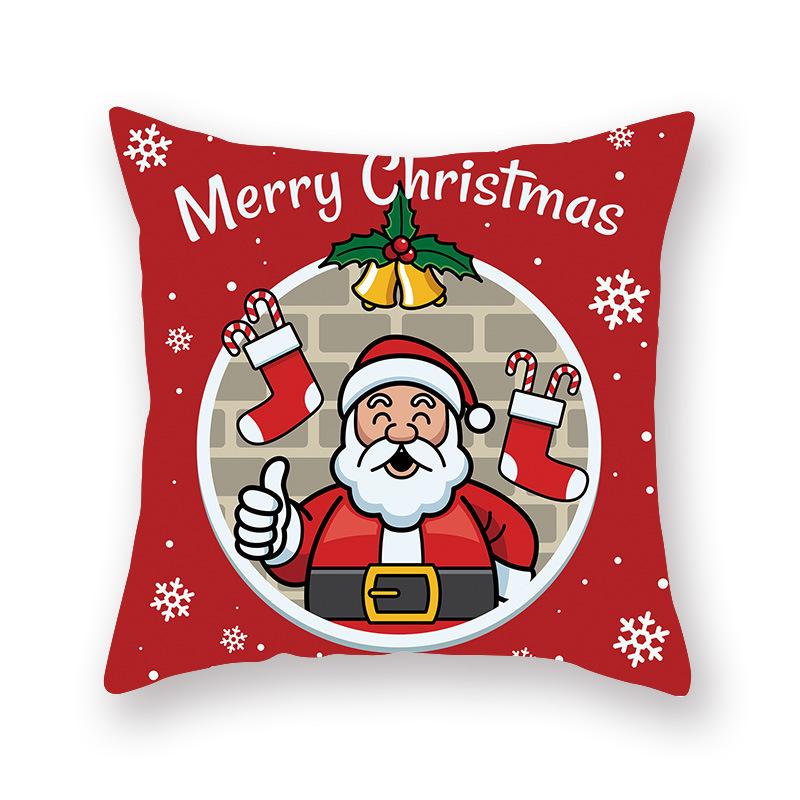 Cartoon Print Christmas Pillow Holiday Decoration Sofa Pillow Case Christmas Cushion