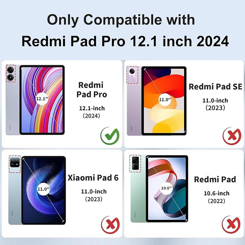 Redmi Pad Pro 12.1 Case: Backlit Bluetooth Keyboard with Pen Slot for Xiaomi PocoPad