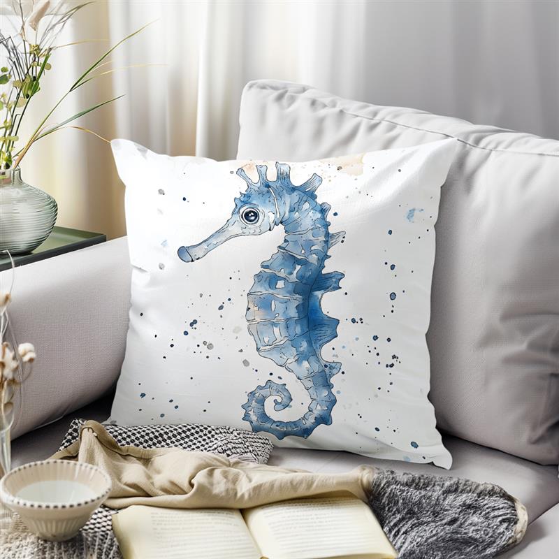 Marine Animals Watercolor Painting Throw Pillow Cover Comfortable Pillow Office Cover Living Room Home Decor Pillowcase