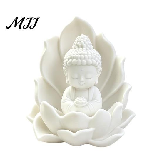 Compact Buddha Statue for Car 3D Printed Mini on Lotus, Sitting Figurine, Meditation Zen Spiritual Ornament Dashboard, Desk, Entryway, Tea Room