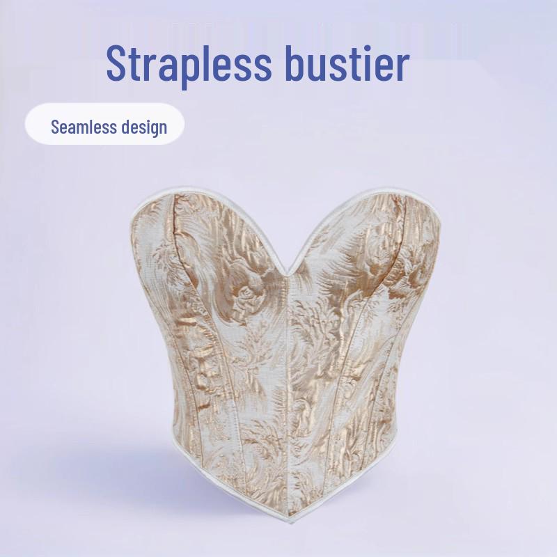 Top a fascia senza spalline con stampa dorata per il sostegno del seno da donna