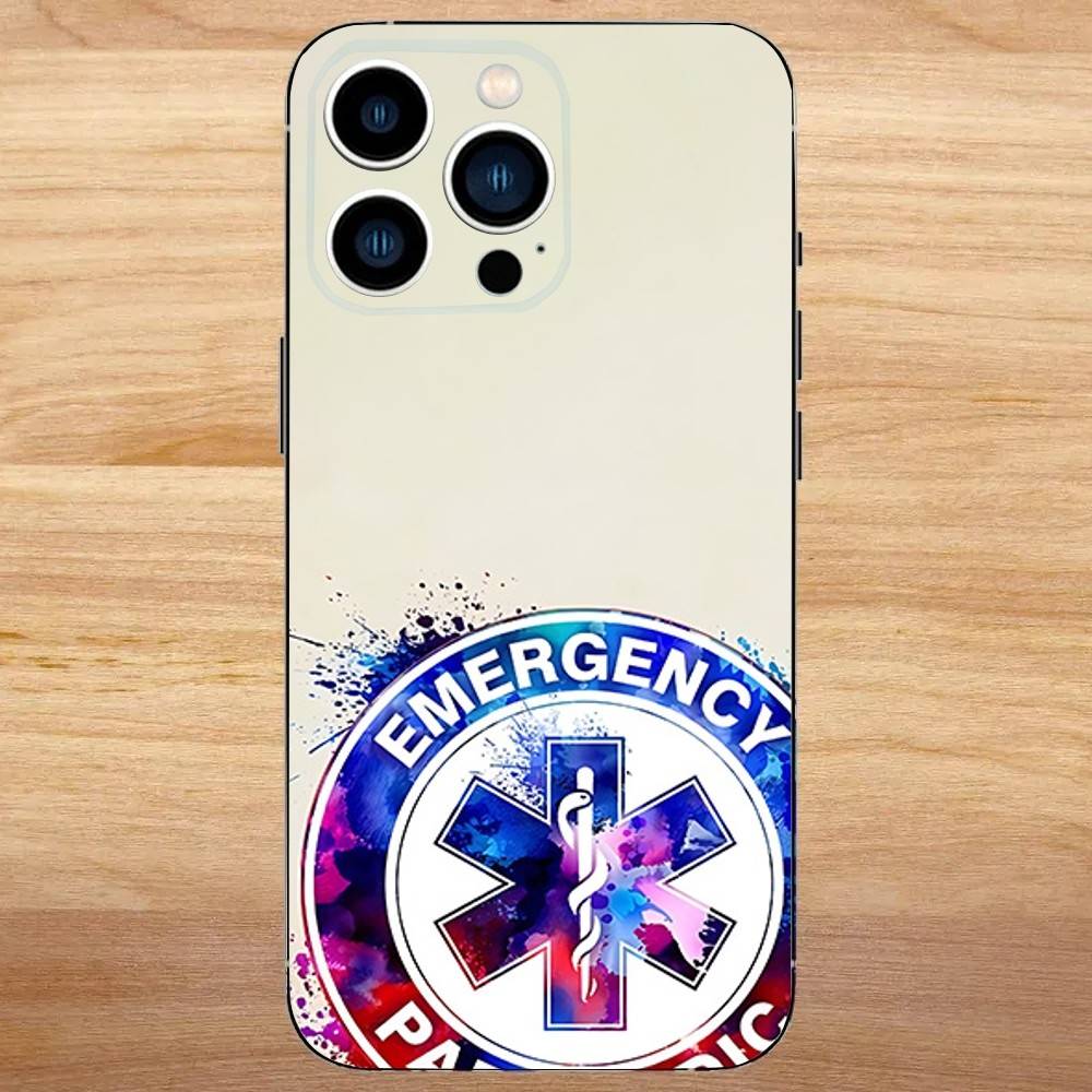 EMT EMS Ambulance Phone Case For iPhone 16,15,14,13,12,11,Mini,Pro,SE,MAX White Matte Shockproof Cover
