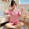 Sommerpyjama aus Eisseide im süßen Stil für Damen – kurzärmlige, coole und stylische Homewear