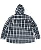 SK8ER ROCK Cross Cut-Off Tartan Check Hoodie Shirt ((Marine))