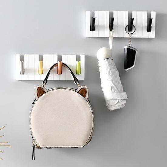 Wall Hook Piano Shape Storage Hook 45 Degree Foldable Hanging Hook for Clothes Hats Bags Keys Towels