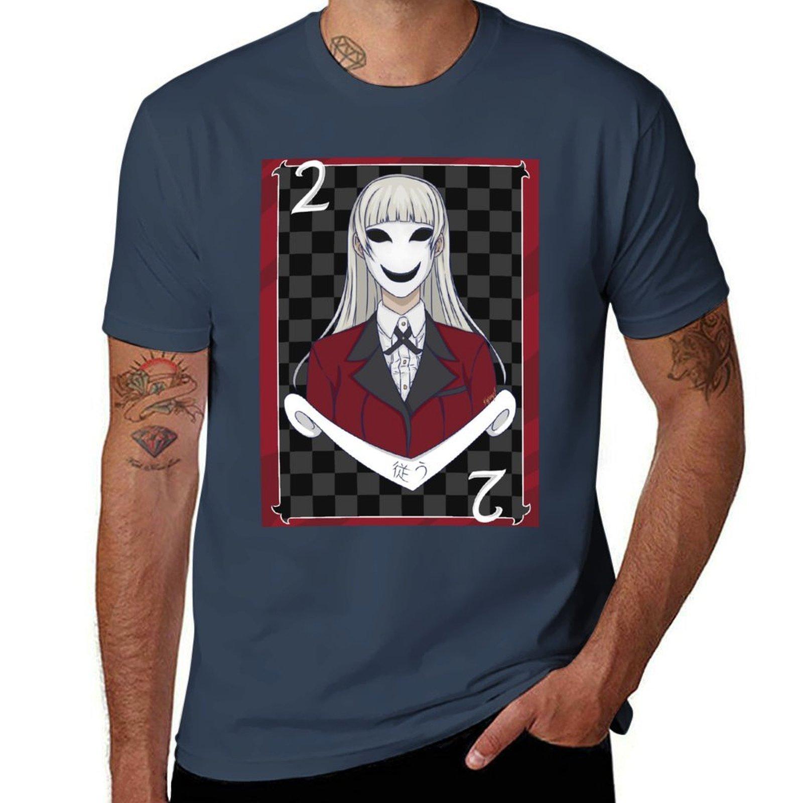 

Kakegurui VP Ририка 2 Карты Футболка Городской Стиль Повседневный Топ с Коротким Рукавом S