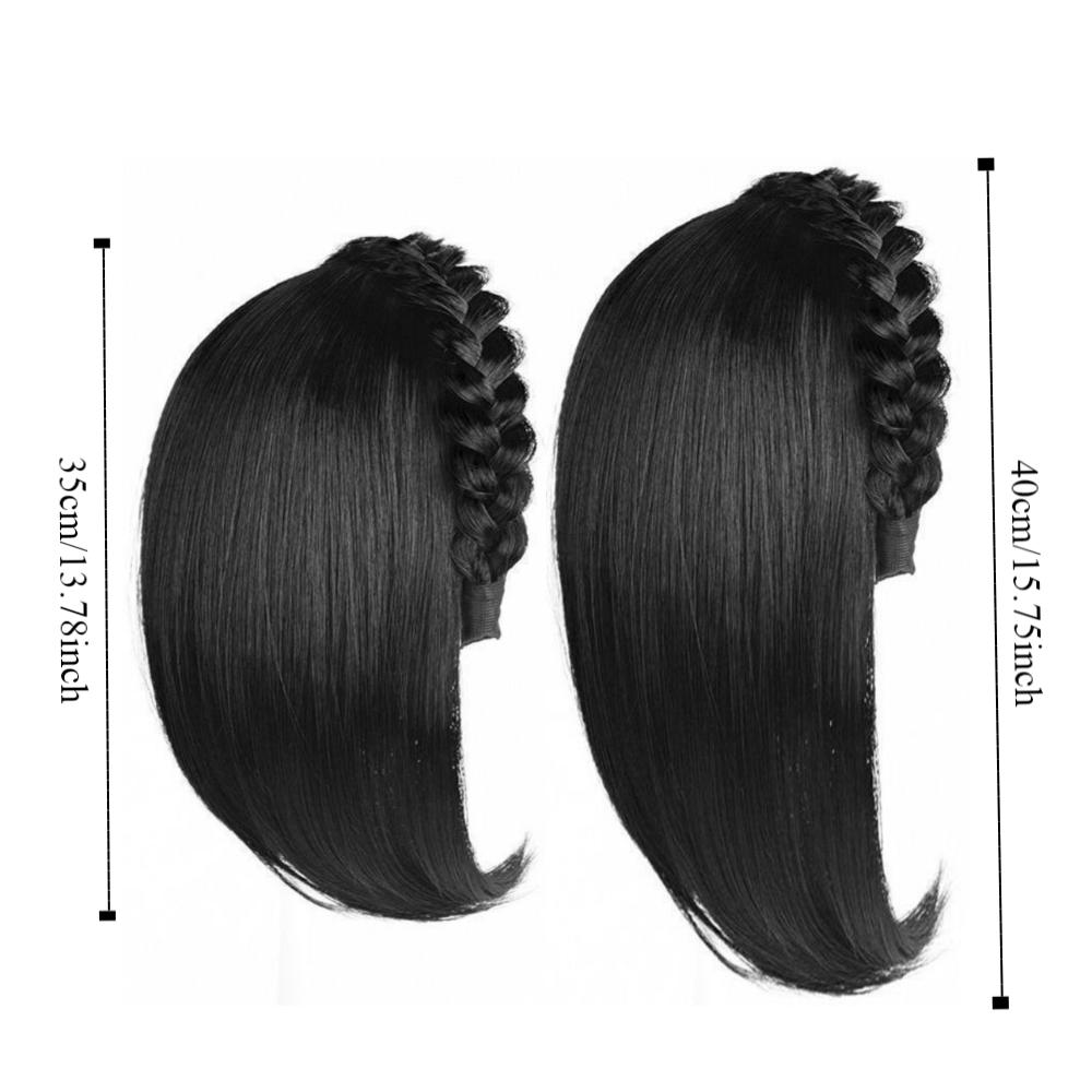 Clip In Half Headband Wig Hair Hoop Wig Replacement Block Twist Braided Fishbone Hairpiece  Party