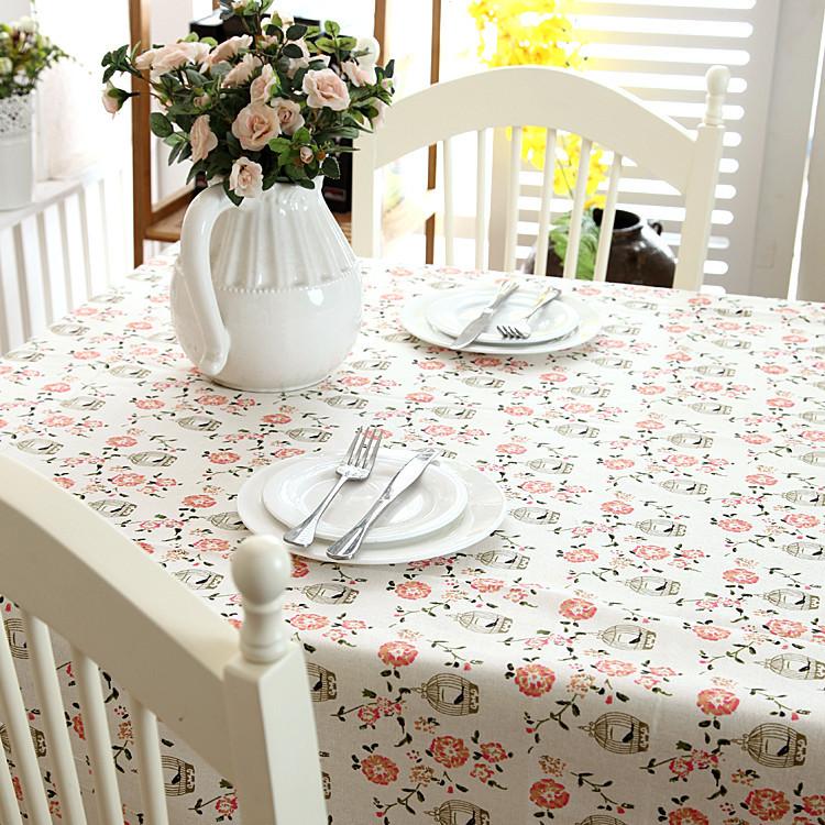 Polyester Cotton Pastoral Flowers Birdcage Polyester Cotton Lace Tablecloth Coffee Table Tablecloth Table Cloth 90X90CM