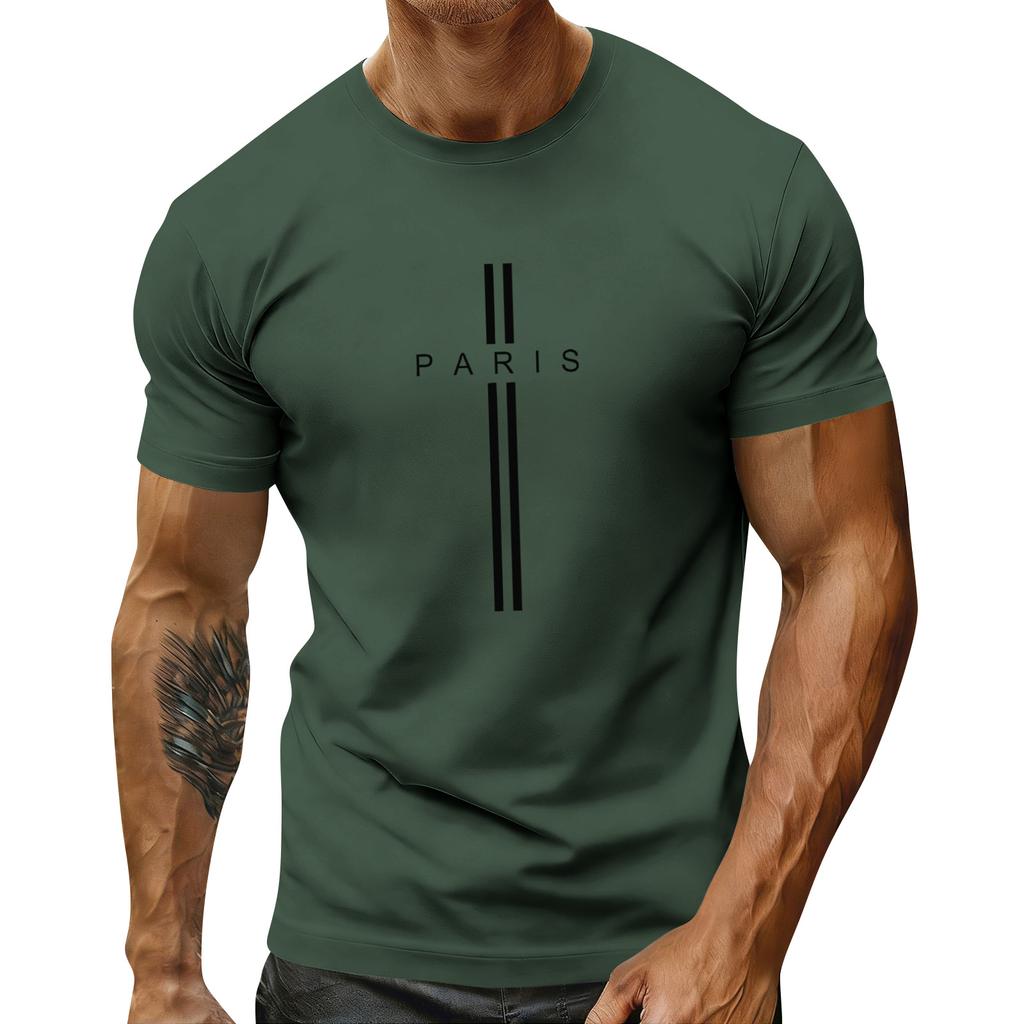 Herren Feiertags-Print Rundhals Kurzarm Top Lässiges Sportoberteil