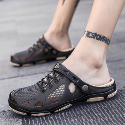 Men's Slippers Summer and Autumn Jelly Shoes Breathable Beach Cool Slippers Light and Non-slip Large Size Men's Translucent Hole Shoes
