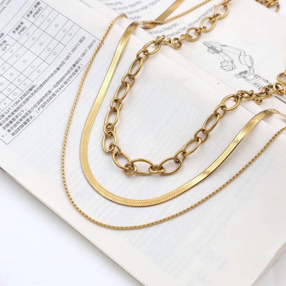 Niche Personalized Metal Chain Multi-Layer With Snake Bone Chain Interlocking Chain Neutral Wind Necklace Female