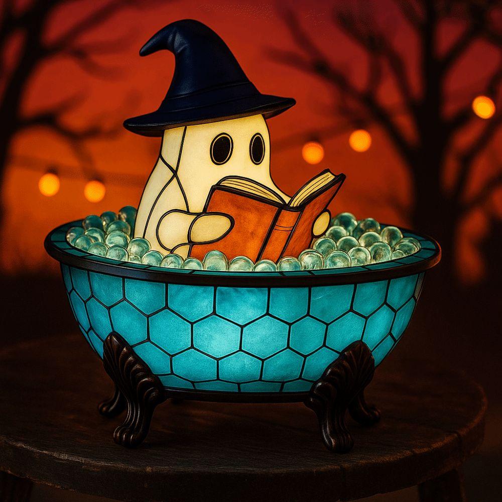 Cute Ghost Themed Bathtub Lamp Resin Halloween Ghost Night Light Ghost Bubble Bath Lamp Shelf