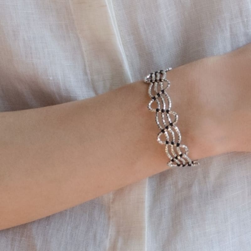 MORO JEWELLERY LUMIN bracelet, Black & SILVER - M