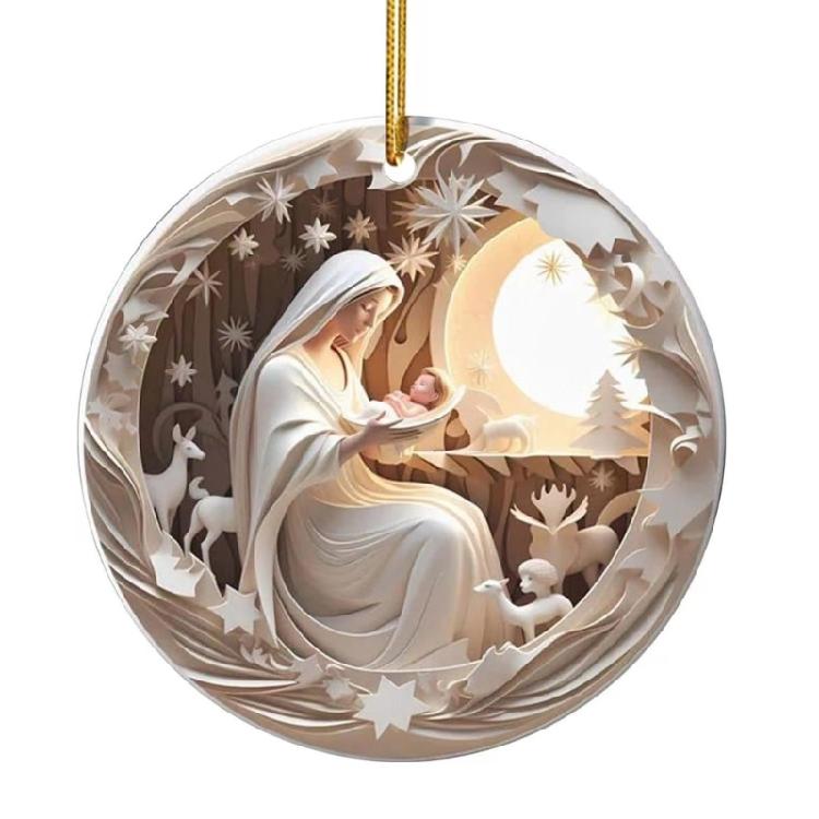 Elegant Acrylic Nativity Ornament Handmade Birth Hanging Ornament Accessory Enhancing Christmas Atmosphere