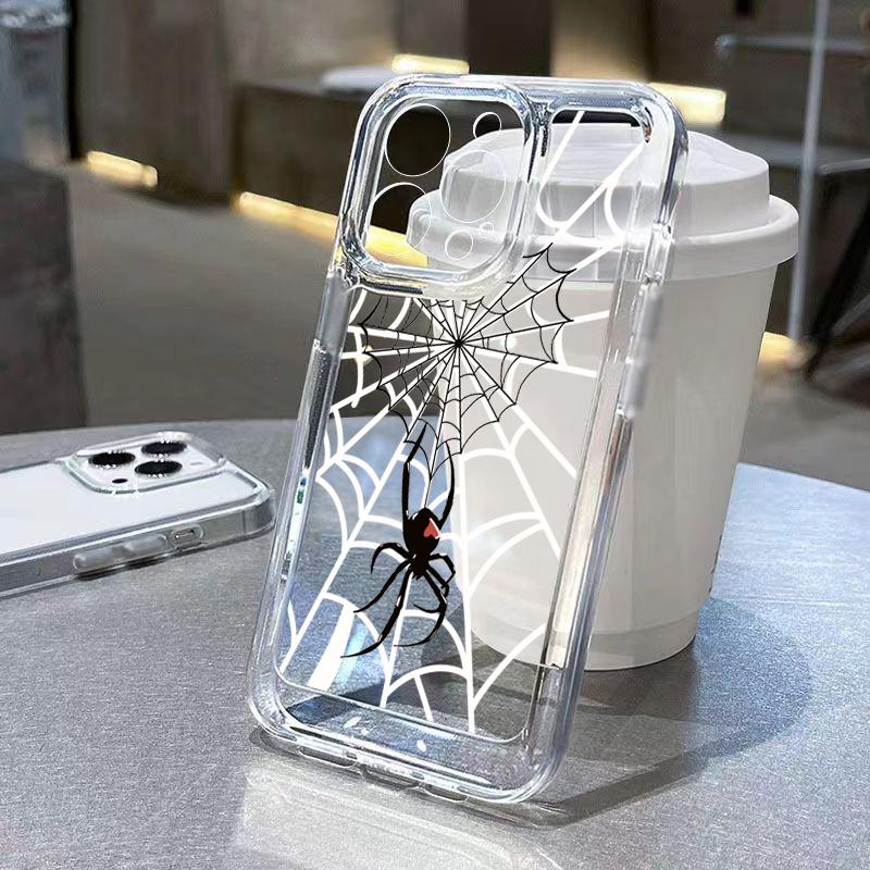 Case For iPhone 16 Cases iPhone 15 Pro Max Case Spider Pattern Clear Crystal Case For iPhone 14 13 12 11 XS XR X 7 8 Plus Cover