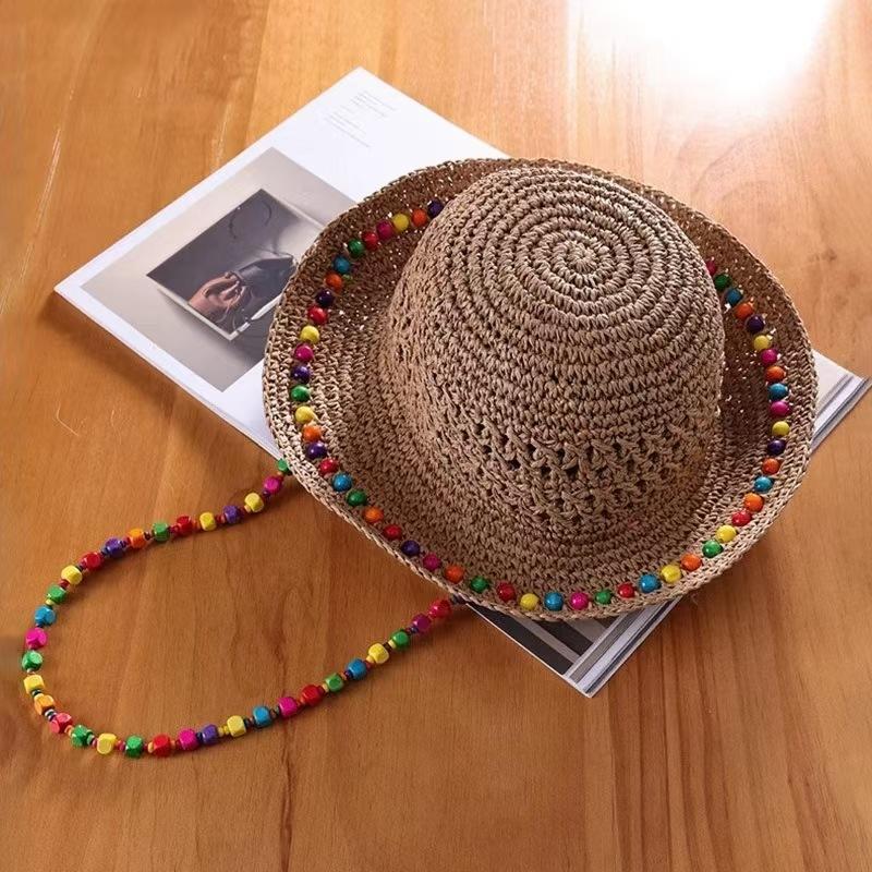 Women Summer Straw Hat Wide Brim Sun Hat With Simple Bowknot Casual Fisherman Cap Fresh Beach Sun Protection