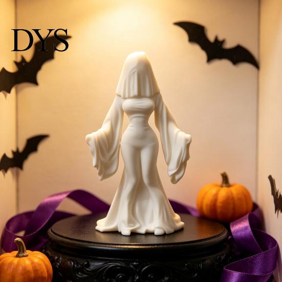 Dark Aesthetic Figurine Ghost Bride Statue, Vintage Headless Bridal Sculpture with Veil Mermaid Gown, Bedroom Shelf Decor Matte White DIY Unpainted