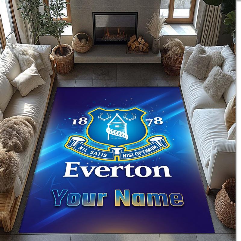 Everton FC Printed Crystal Velvet Rug Non‑Slip Crystal Velvet Carpet For Sofa Bedroom Indoor Home Decoration