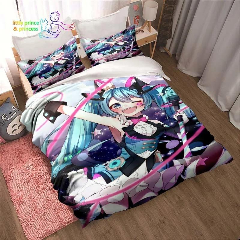 Set de lenjerie de pat Anime Kawaii Japonez Miku Single Twin Full Queen King Size Set de pat Aldult Copil Dormitor Imprimeu 3D