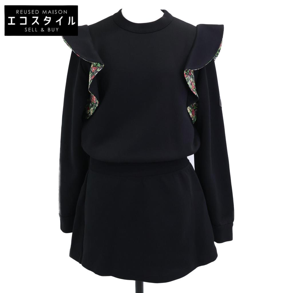Louis Vuitton Beautiful Item, Genuine Domestic Product, FHR037FED, Flower Ruffle Sweatshirt Dress Dress XS blackUsed