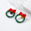1Pair Bowknot Wreath Earrings Christmas Tree Xmas Dangle Earrings  New Year Ear Gift