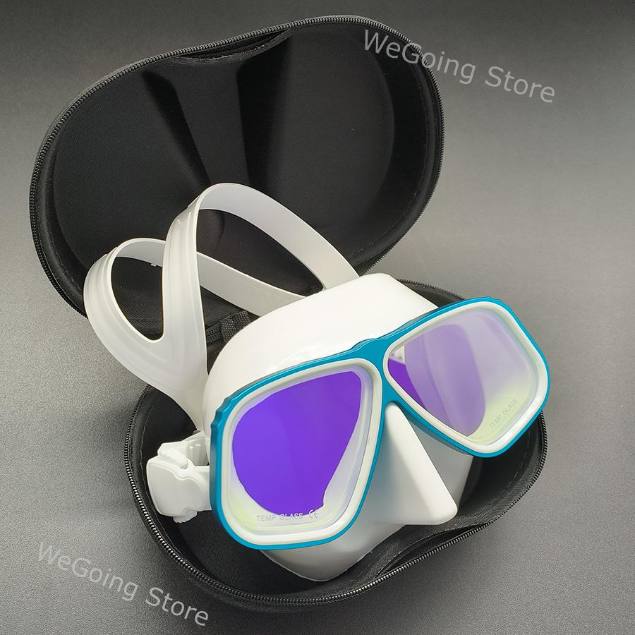 New Mirrored Lens Aluminium Freediving Mask Alloy Scuba Goggles with Tincted Tempered Glass Pack In Black Zipper Box