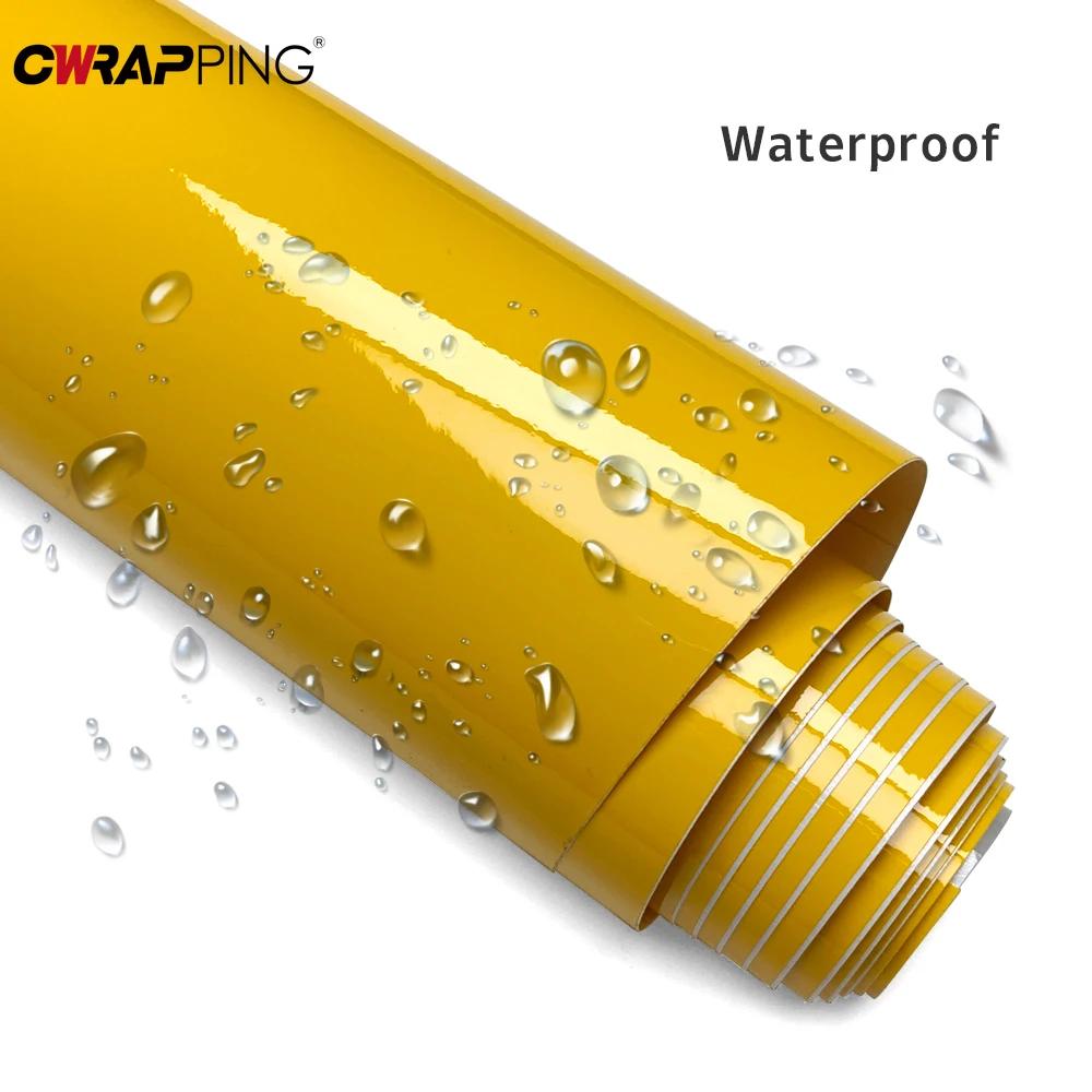Car Body Vinyl Wrap Gloss Yellow Film Decals  Waterproof Self-adhesive Stickers Tablet Color Changing Films for Car Accessories