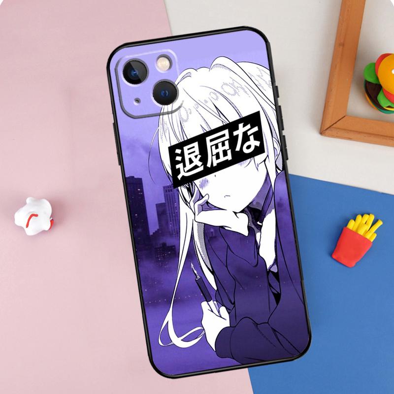 Sad Anime Aesthetic Senpai Phone Case For iPhone 16 Pro Max 11 12 13 14 15 Pro Max Mini XR 16e 15 16 Plus Cover Shell