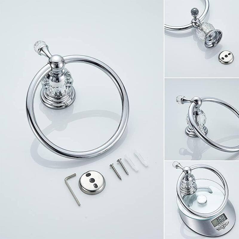 2-Piece Bathroom Bath Set, Wall Mounted Bathroom Hardware Fixture (Towel Ring Holder, Toilet Paper Towel Holder), Zinc Alloy