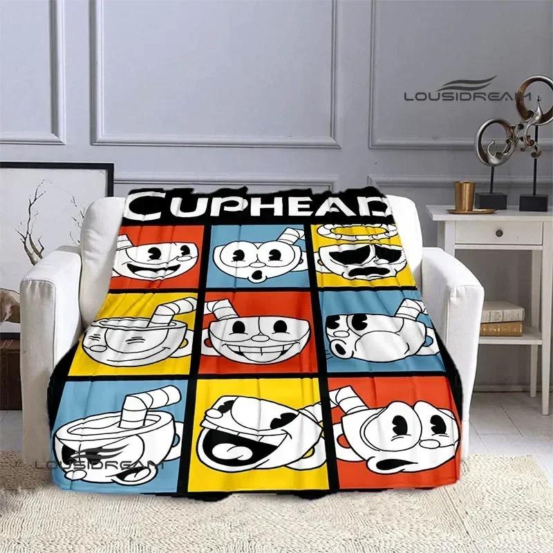 Cuphead Anime Printed Blankets Children's Warm Beautiful Blankets Flannel Soft and Comfortable Blanket Home Travel Birthday Gift