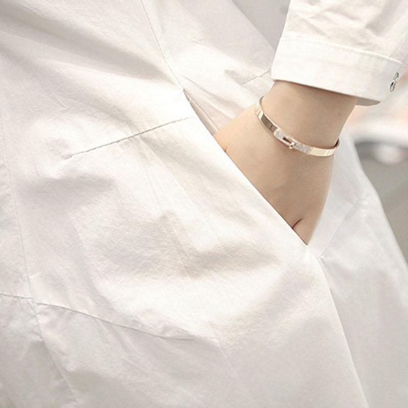 Women's Long White Shirt Spring/Autumn New Korean Large Loose Long Sleeve Shirt