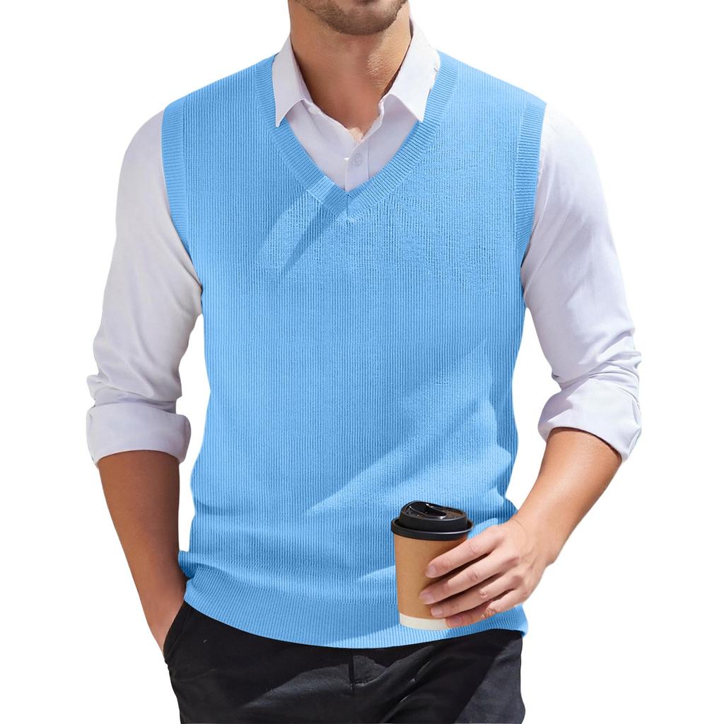Men's V-neck Vest Sleeveless Knitted Pullover