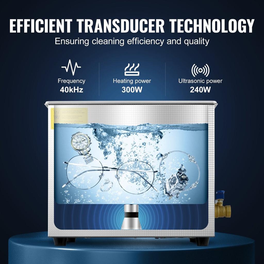 10L Ultrasonic Cleaner Machine Stainless Steel Ultrasonic Cleaning Machine Digital Heater Timer Jewelry Cleaning for Commercial Personal Home Use(10L)